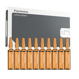 Polyvitamins Nutritive Solucion Caja de 10 ampollas de polivitaminas del Instituto BCN, producto de mesoterapia corporal y facial suero para microneedling.