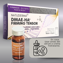 Reafirmante facial con DMAE en caja con muestra vial de 10 ml