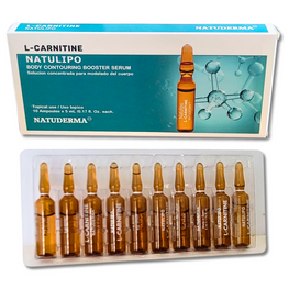 Box and 10 ampoules of Natuderma L-Carnitine Natulipo fat dissolving injections