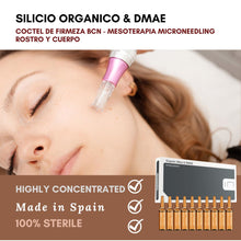 Silicio Organico y DMAE microneedling serum para firmeza, hecho en Espana, para combatir flacidez abdominal, piernas y rostro. Disponible en mesoterapiaestetica.com