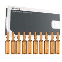 Caja de 10 ampollas de 5ml de Sérum de vitamina C para rostro, iluminador de vitamina C,  del Instituto BCN Skin Care, Fabricado en España.