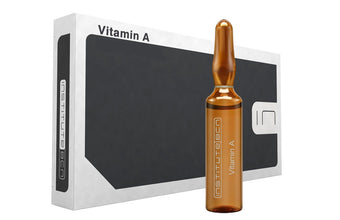 Caja y ampolla de Vitamina A - SERUM RETINOL BCN MESO, para  tratamiento de  Anti-envejecimiento, acné y arrugas. Ampollas de BCN  Productos de Mesoterpaia